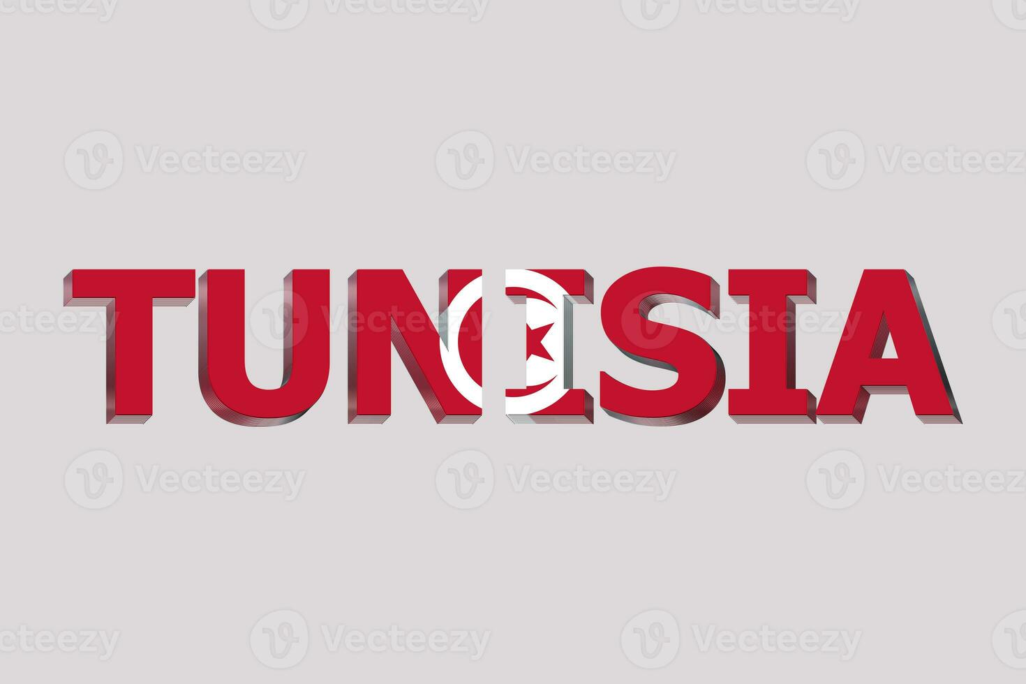 3D Flag of Tunisia on a text background. photo