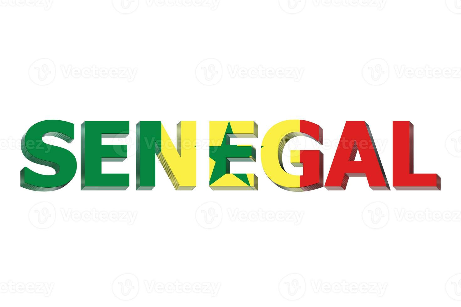 3D Flag of Senegal on a text background. photo