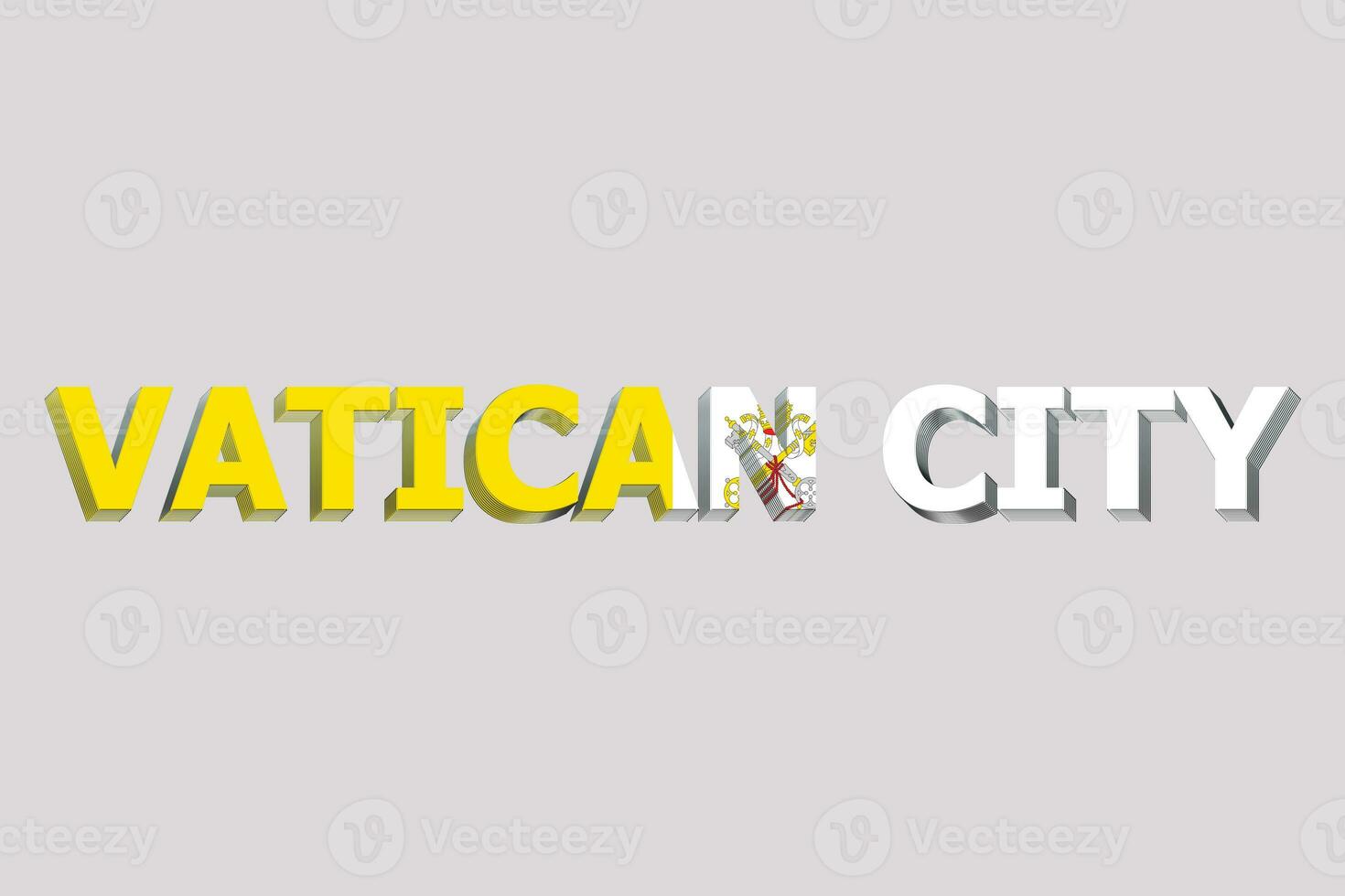 3D Flag of Vatican City on a text background. photo