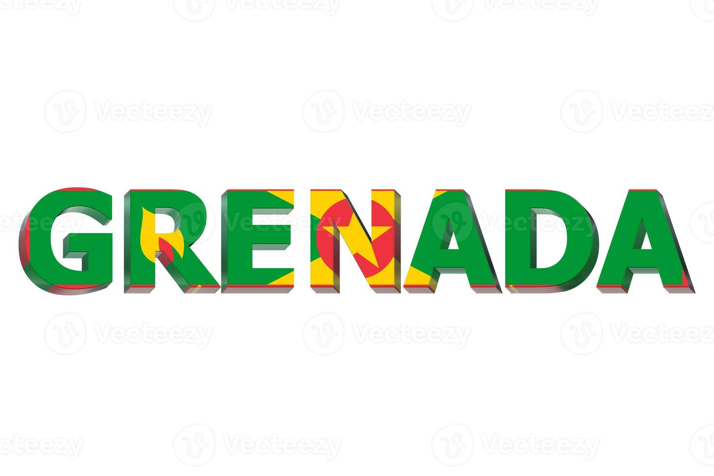 3D Flag of Grenada on a text background. photo