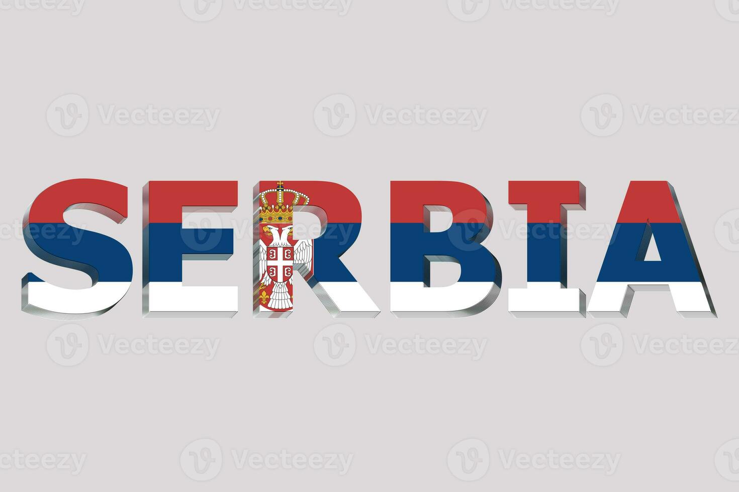 3D Flag of Serbia on a text background. photo