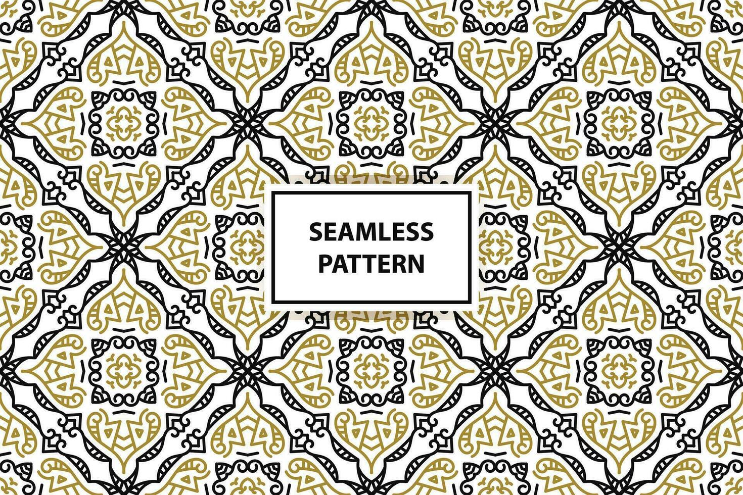 oriental seamless pattern. White, black and gold background with Arabic ornament. Pattern, background and wallpaper for your design. Textile ornament. Vector illustration.