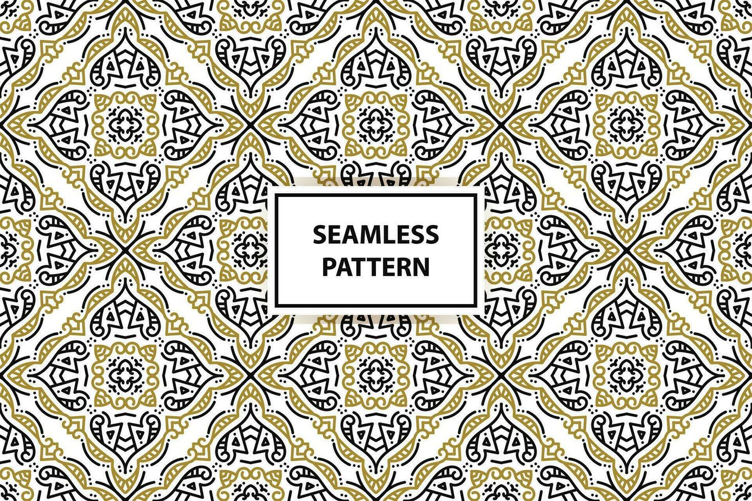 oriental seamless pattern. White, black and gold background with Arabic ornament. Pattern, background and wallpaper for your design. Textile ornament. Vector illustration.