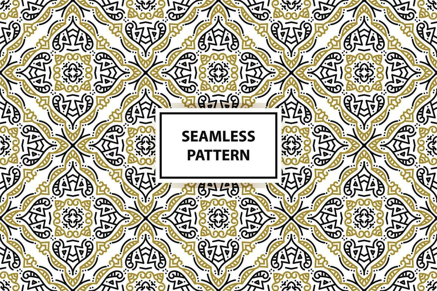 oriental seamless pattern. White, black and gold background with Arabic ornament. Pattern, background and wallpaper for your design. Textile ornament. Vector illustration.