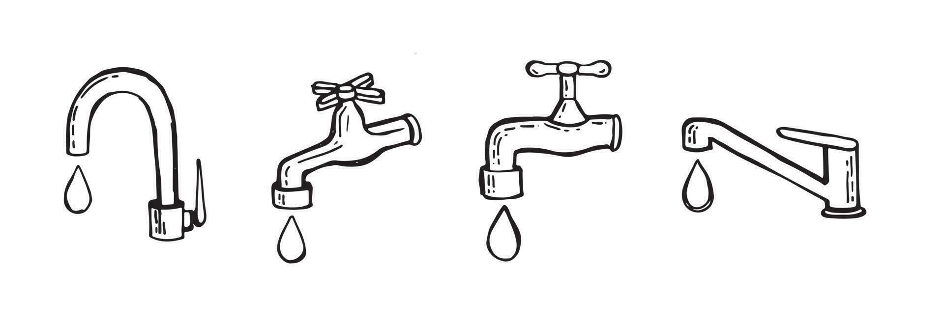 Water tap with drop, vector illustration