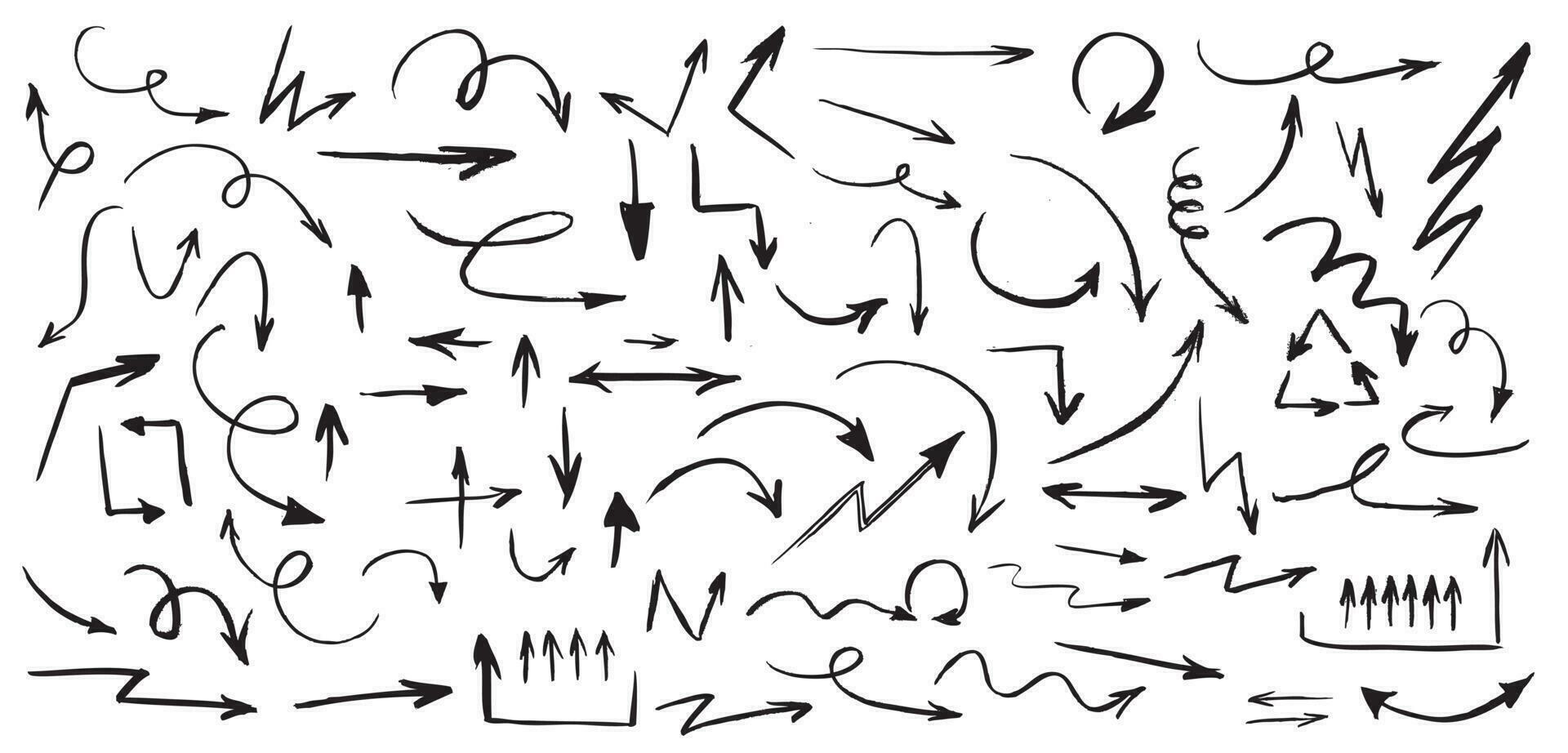 Arrows in hand drawn style. Doodle illustration. vector