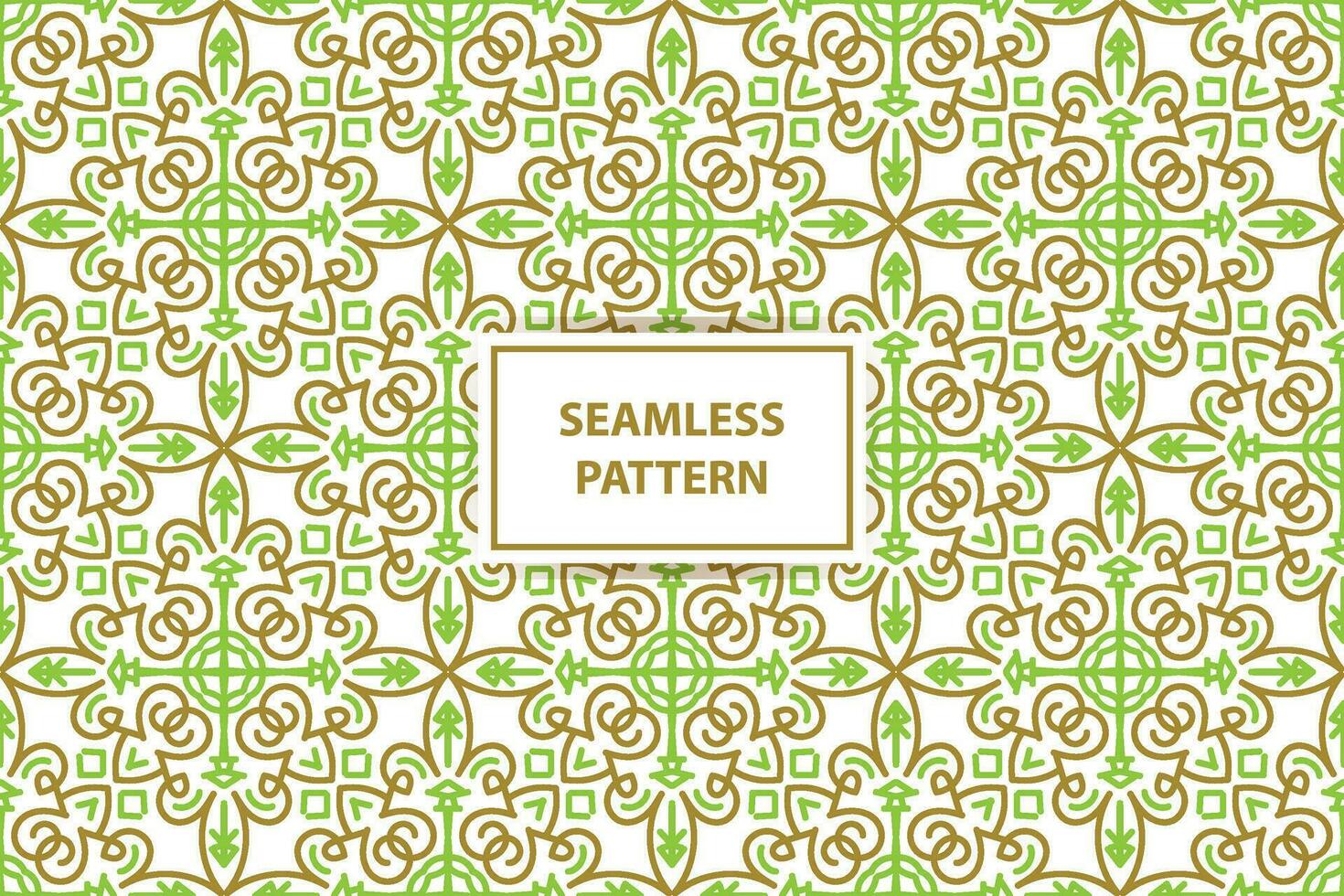 oriental seamless pattern. White, green and gold background with Arabic ornament. Pattern, background and wallpaper for your design. Textile ornament. Vector illustration.