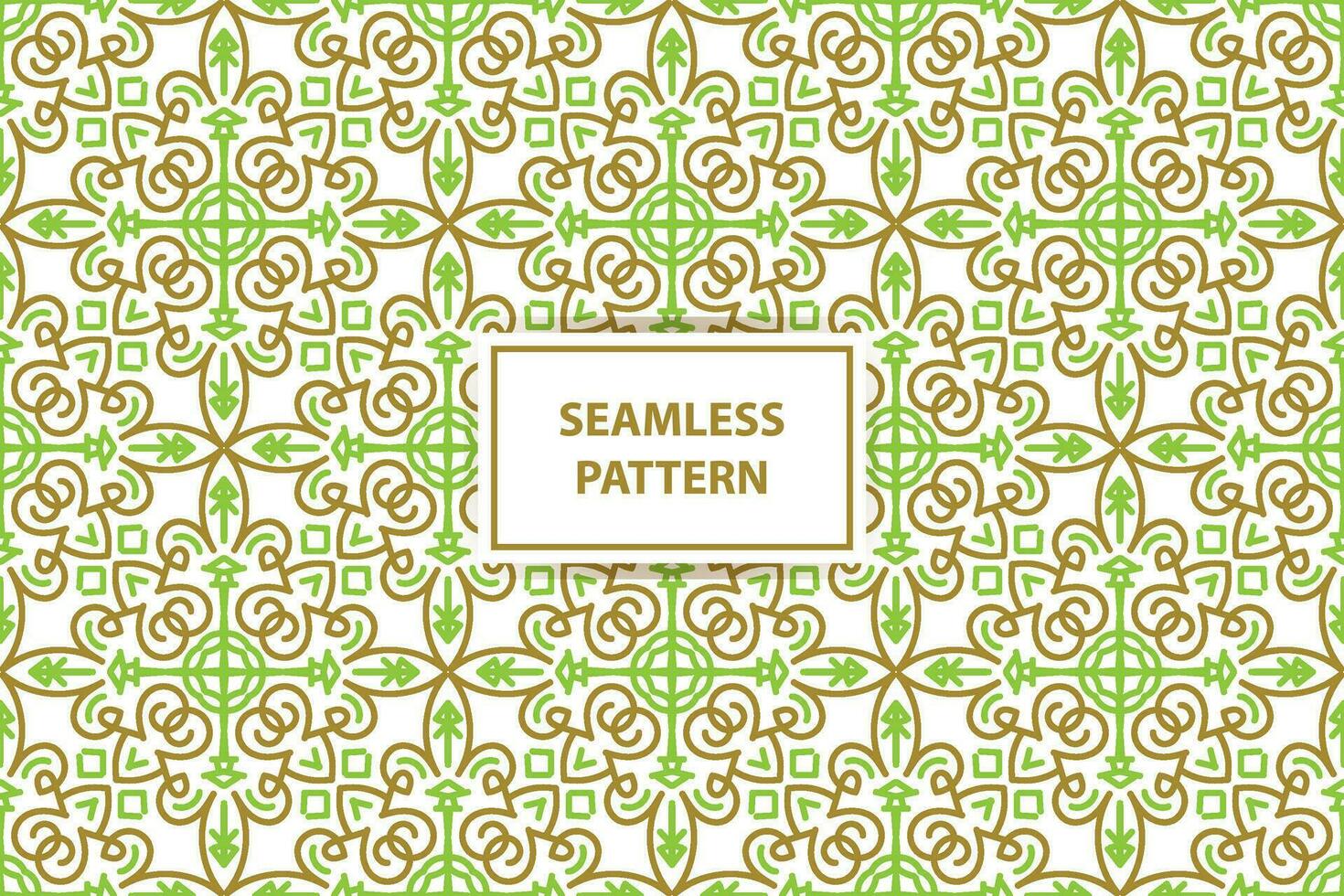 oriental seamless pattern. White, green and gold background with Arabic ornament. Pattern, background and wallpaper for your design. Textile ornament. Vector illustration.