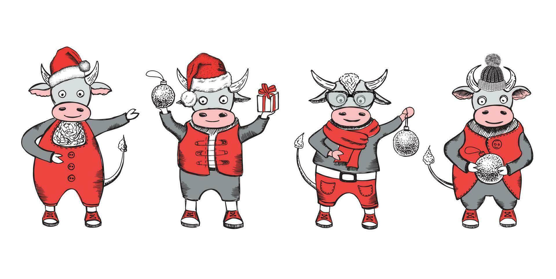 Year of the bull, New year illustration. Vector. vector