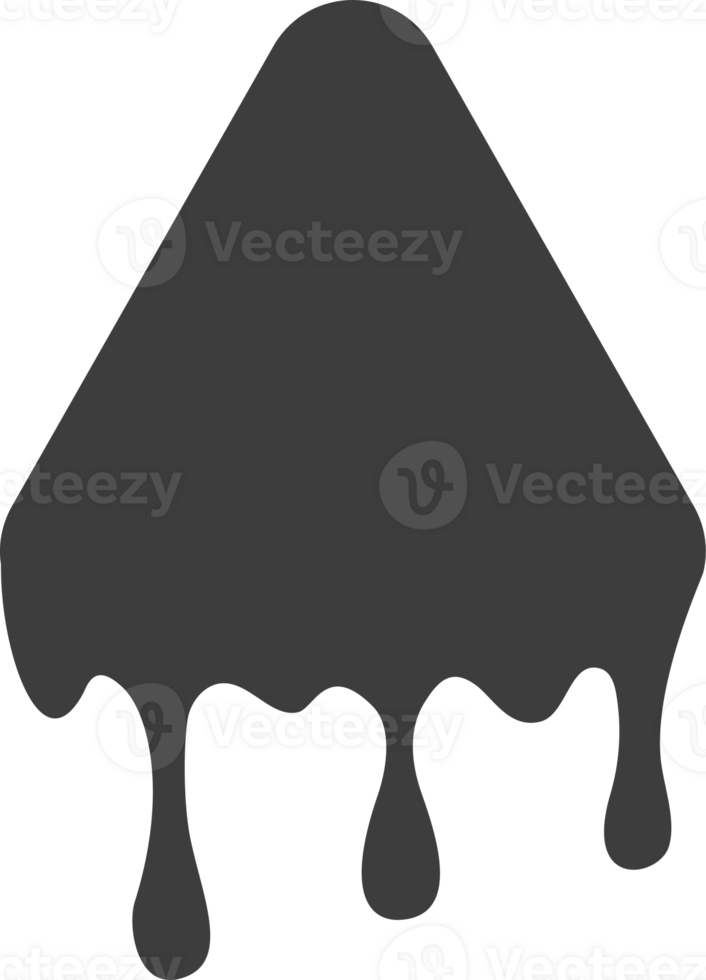 fuso gocciola triangolo forma. far cadere flusso di nero liquido. salsa cioccolato inchiostro spruzzi png