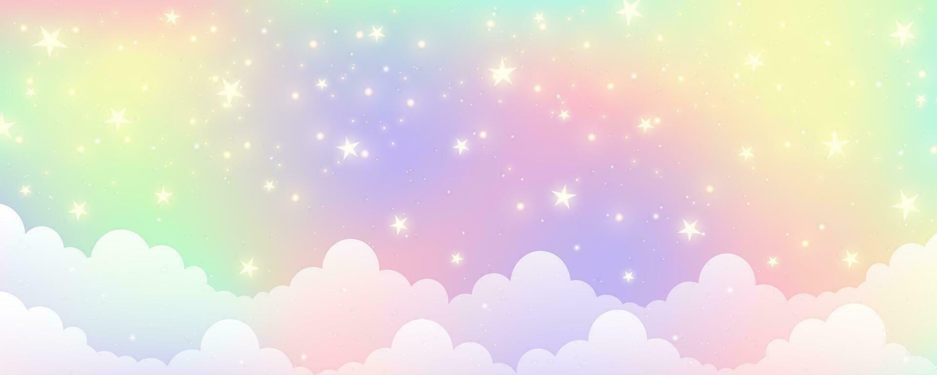 Cloudy sky background. Unicorn fantasy pastel galaxy. Rainbow cute wallpaper.  Fluffy magic pink landscape. Vector illustration 21856832 Vector Art at  Vecteezy