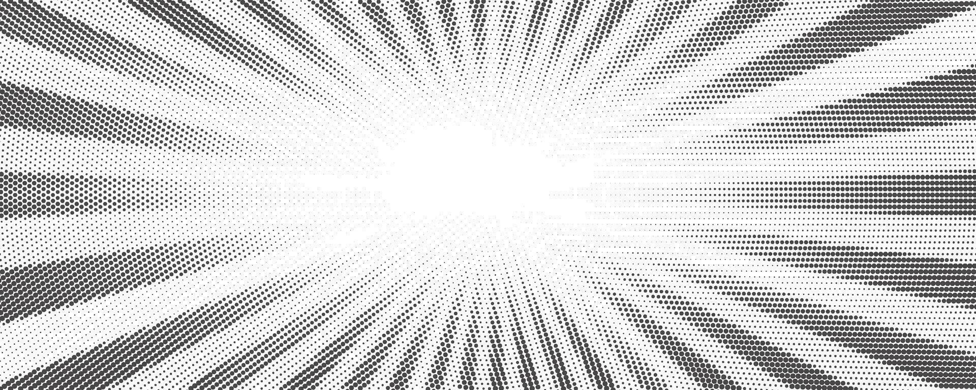 Sun rays halftone background. White and grey radial abstract comic pattern. Vector explosion abstract lines backdrop