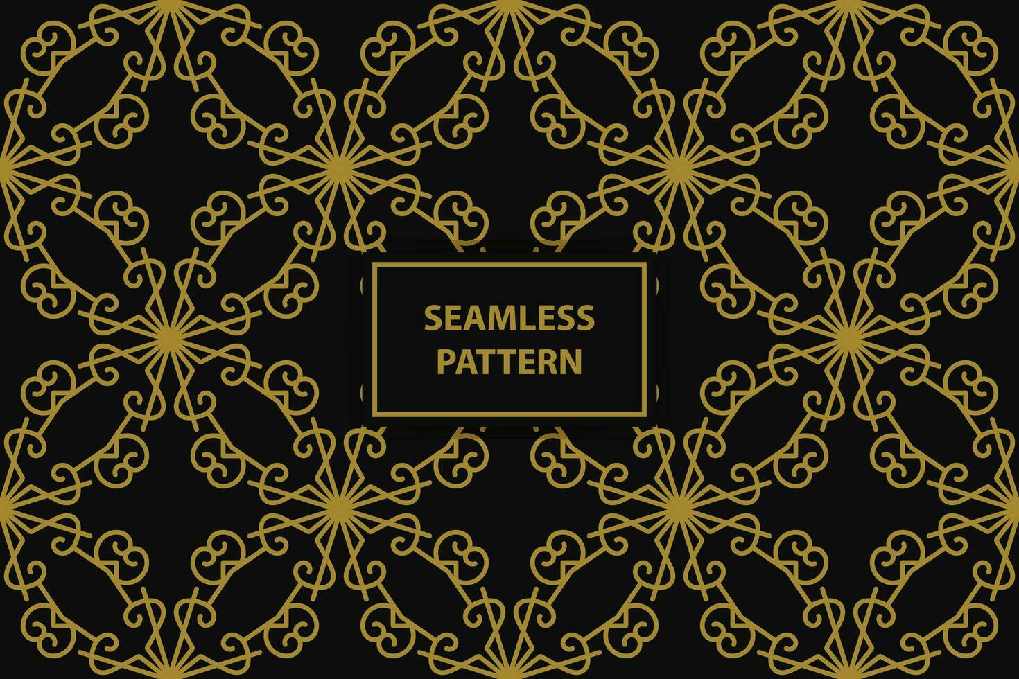 seamless pattern with floral ornaments in gold color on a black background, vector seamles pattern