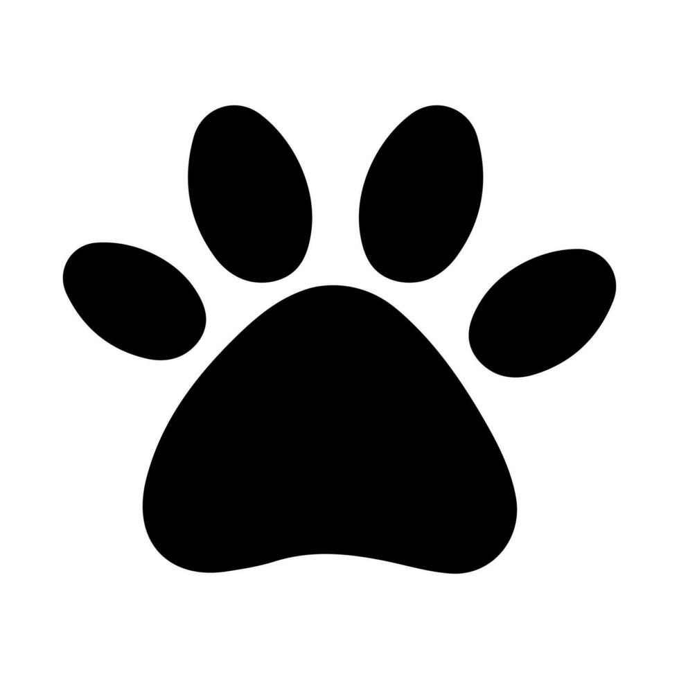 Animal paw illustration, black footprint. Single element, fashion print, sticker, emblem, sublimation vector