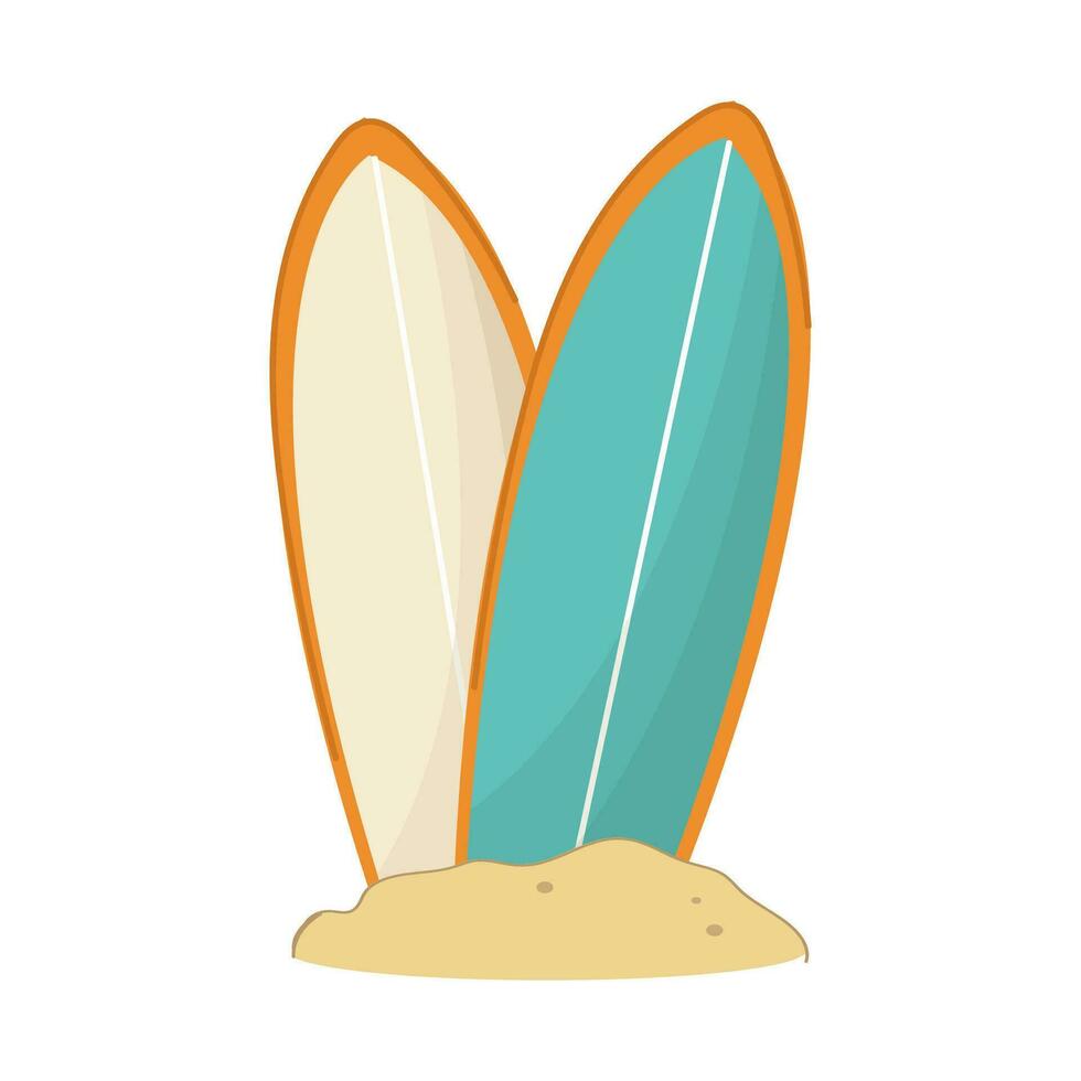 Two surfing boards on a beach. vector