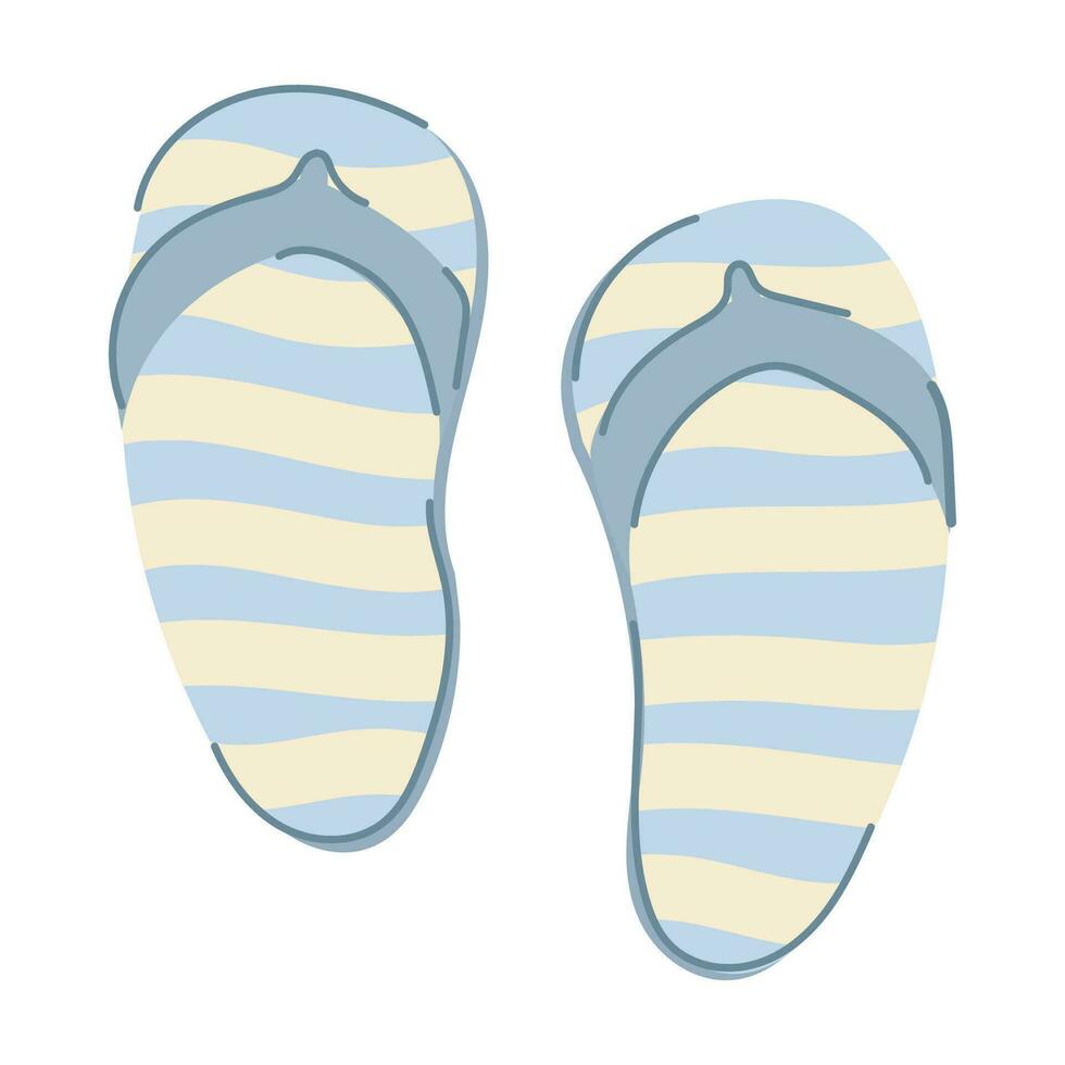 A pair of cute cartoon style striped flip flops. vector