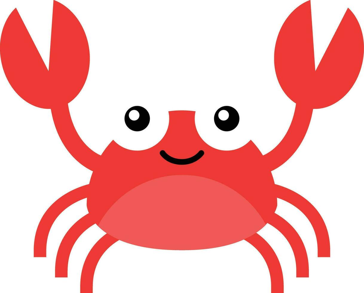 Crab character smiling with big claws on a white.cute crab cartoon vector icon illustration, mascot logo, cartoon animal style
