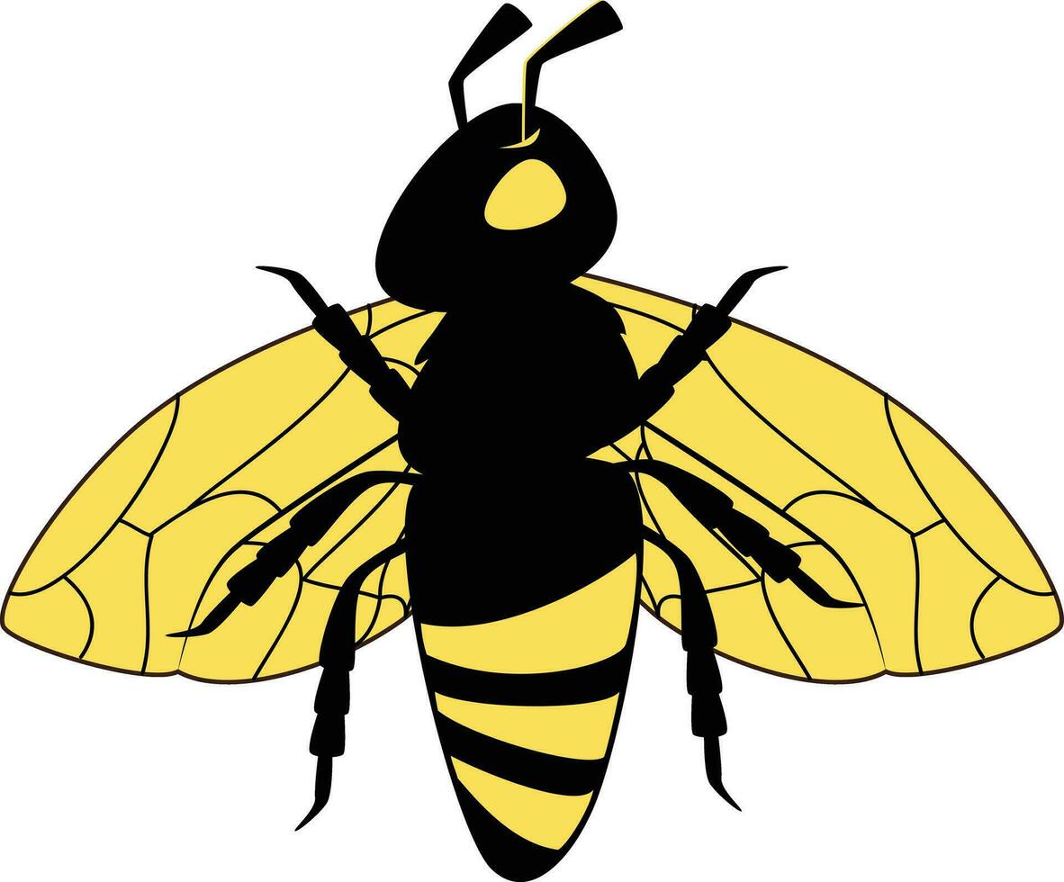 Cartoon bee icon set. Bee flying on a dotted route isolated on the white background. Vector illustration.Bee logo