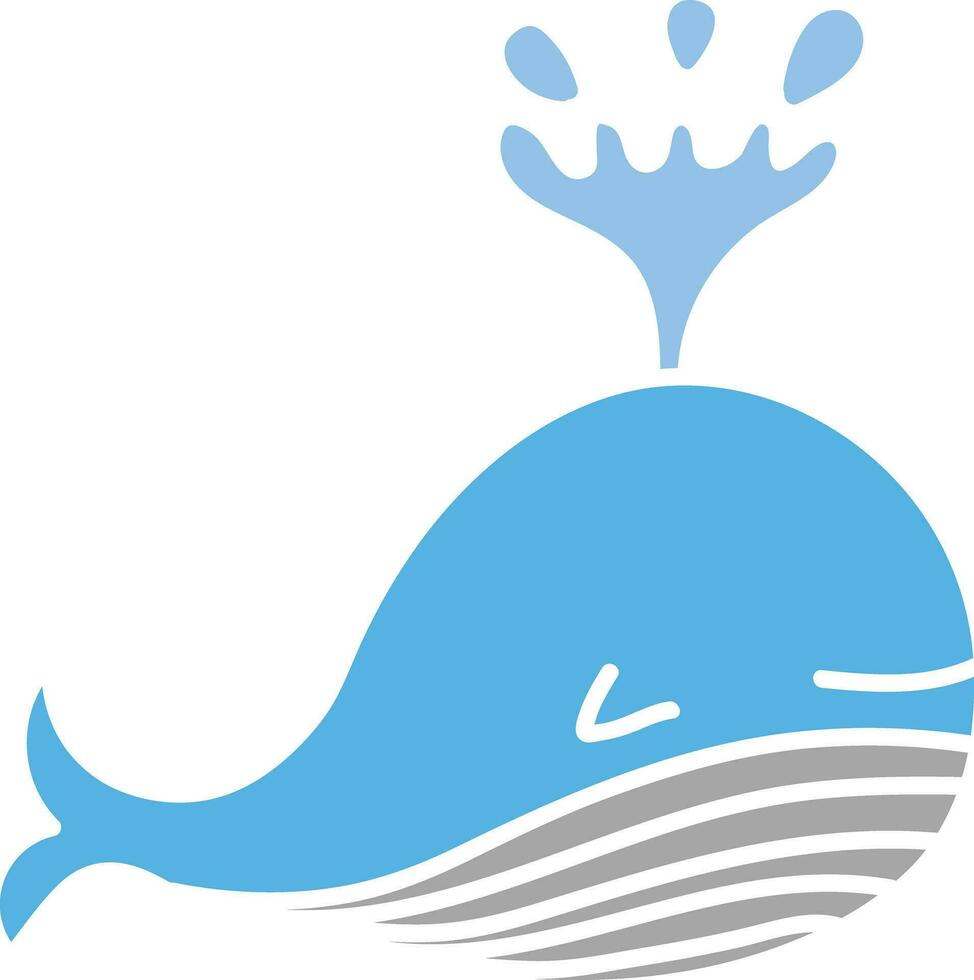 Blue whale icons. Flat vector illustration of blue whale. Decorative cute illustration for children. Graphic design elements for print and web.