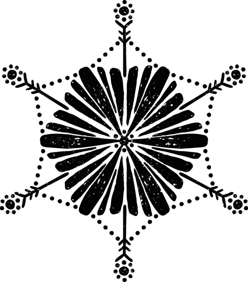 Black and white christmas ornament.Winter White Snowflake Illustration.. Season decoration vector