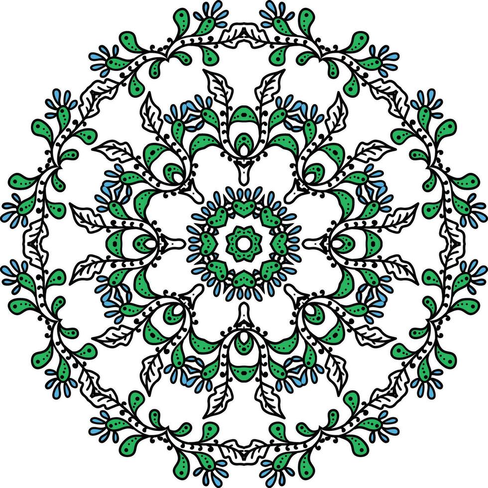 Abstract floral background Blue Floral Pattern with round Mandala Ornament, Isolated. Vecto. vector