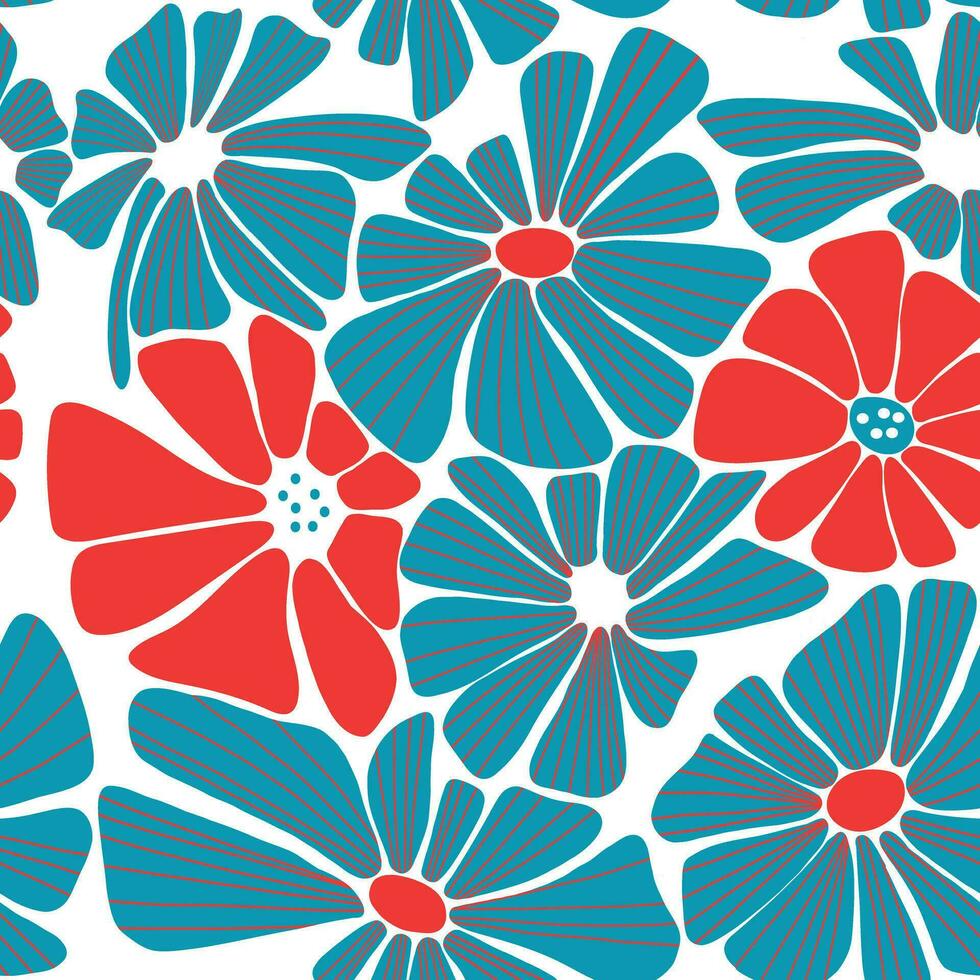 Retro seamless pattern Daisy Flower. vector