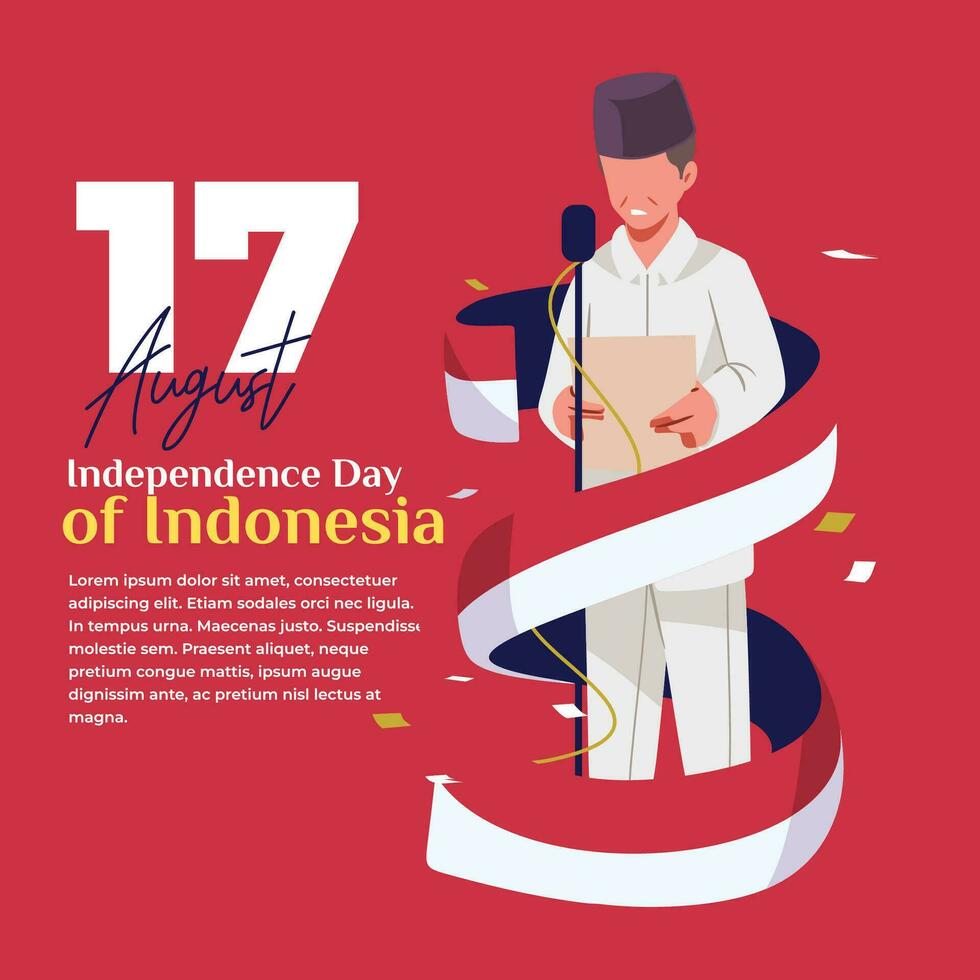 illustration of the celebration of Indonesian independence the proclamation of Indonesian vector