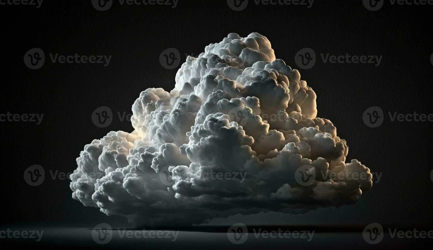 3D Realistic Cloud Suspended on a Black Background. Generative ai photo