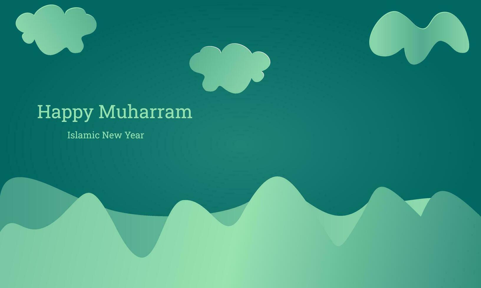 Islamic new year or happy muharram vector illustration. Simple Islam celebration greeting banner design background. Muslim Holiday. Hijriyah year template.