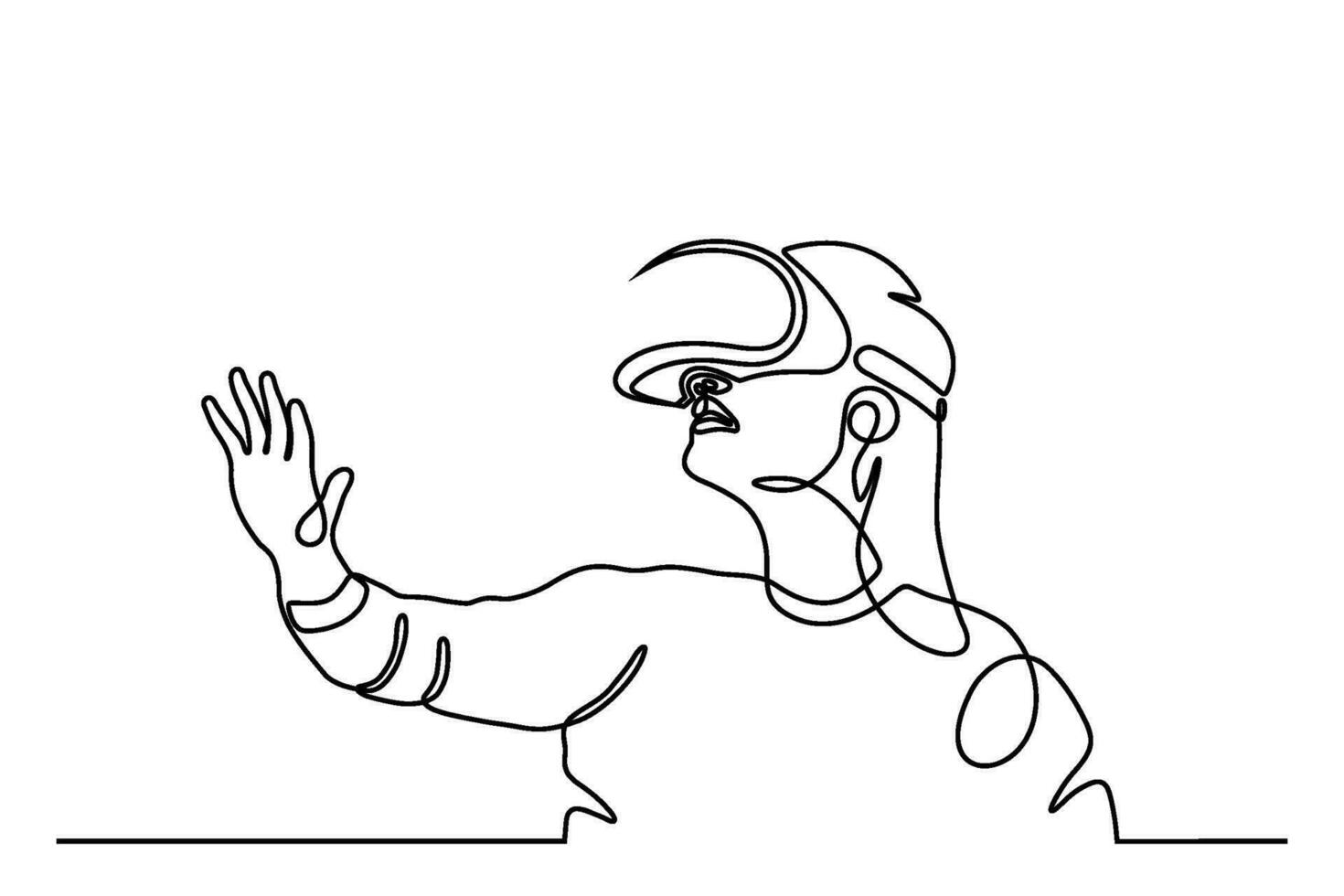 Woman wearing virtual reality glasses device. Metaverse concept. Continuous line. Hand drawn. One line. line art. Logo design. Vector. illustration vector