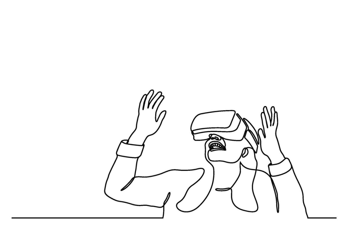 Woman wearing virtual reality glasses device. Metaverse concept. Continuous line. Hand drawn. One line. line art. Logo design. Vector. illustration vector