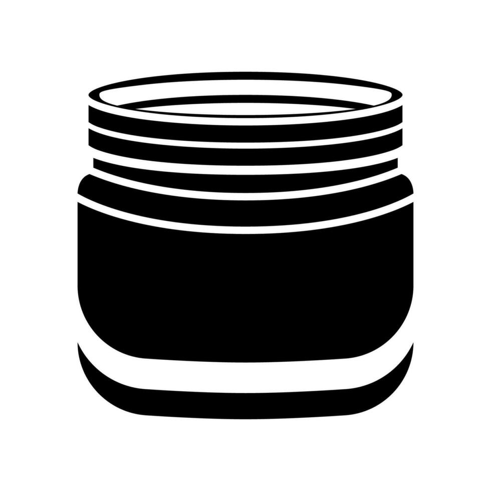 Cream jar silhouette isolated on white. Home care cosmetics, jar with mask or serum vector