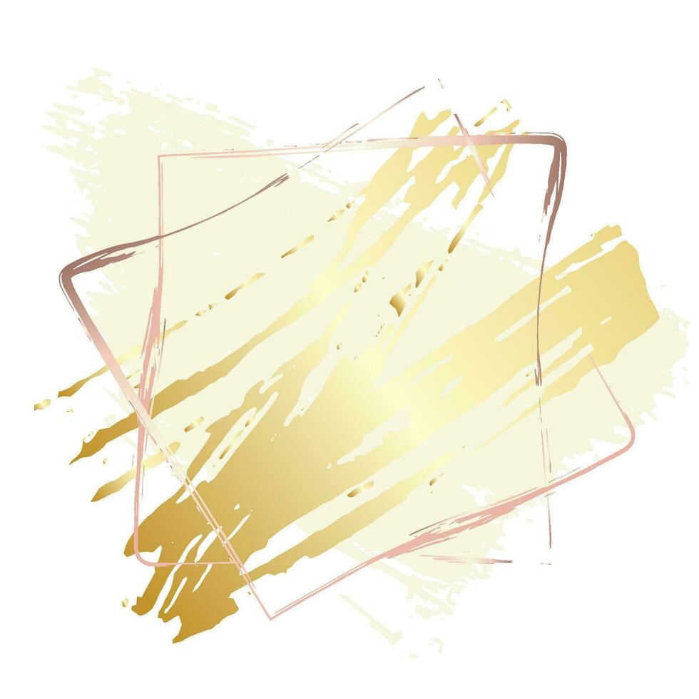 square creative Valentines day or New Year and Christmas frames. Creative art frames created using grunge stains of gold and pink gold. To style your text, copy space vector