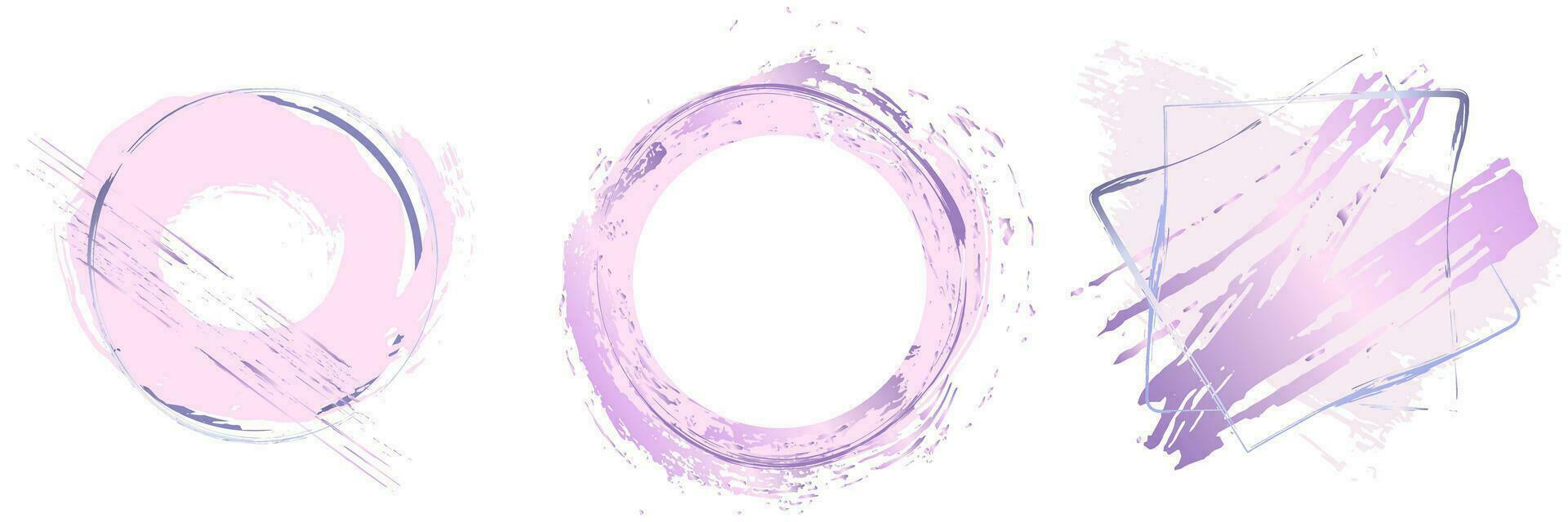 Circle frames for Valentine day and Christmas set. Creative art frames created using grunge stains of gold and pink gold. To style your text, copy space vector