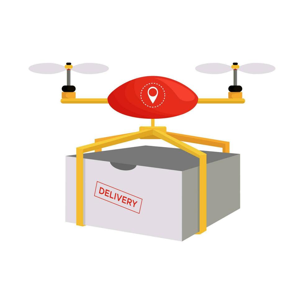 vector ilustración con un zumbido volador con paquete entrega. rápido entrega de alimento, accesorios, compras hogar. para un móvil solicitud para sin contacto entrega.