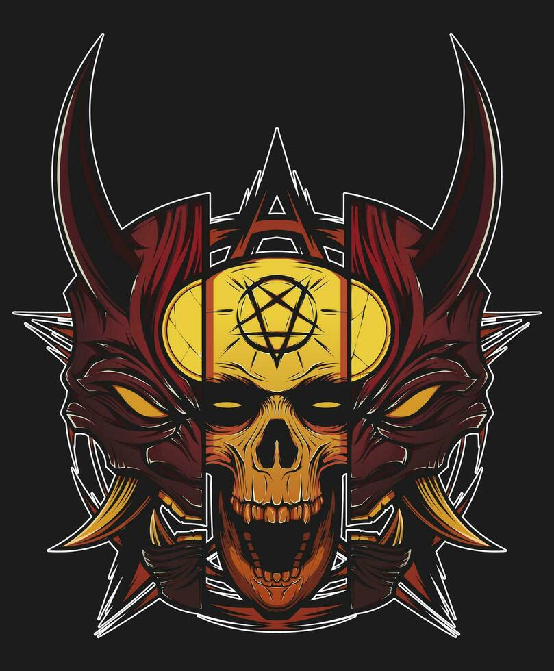Japanese oni demon skull vector