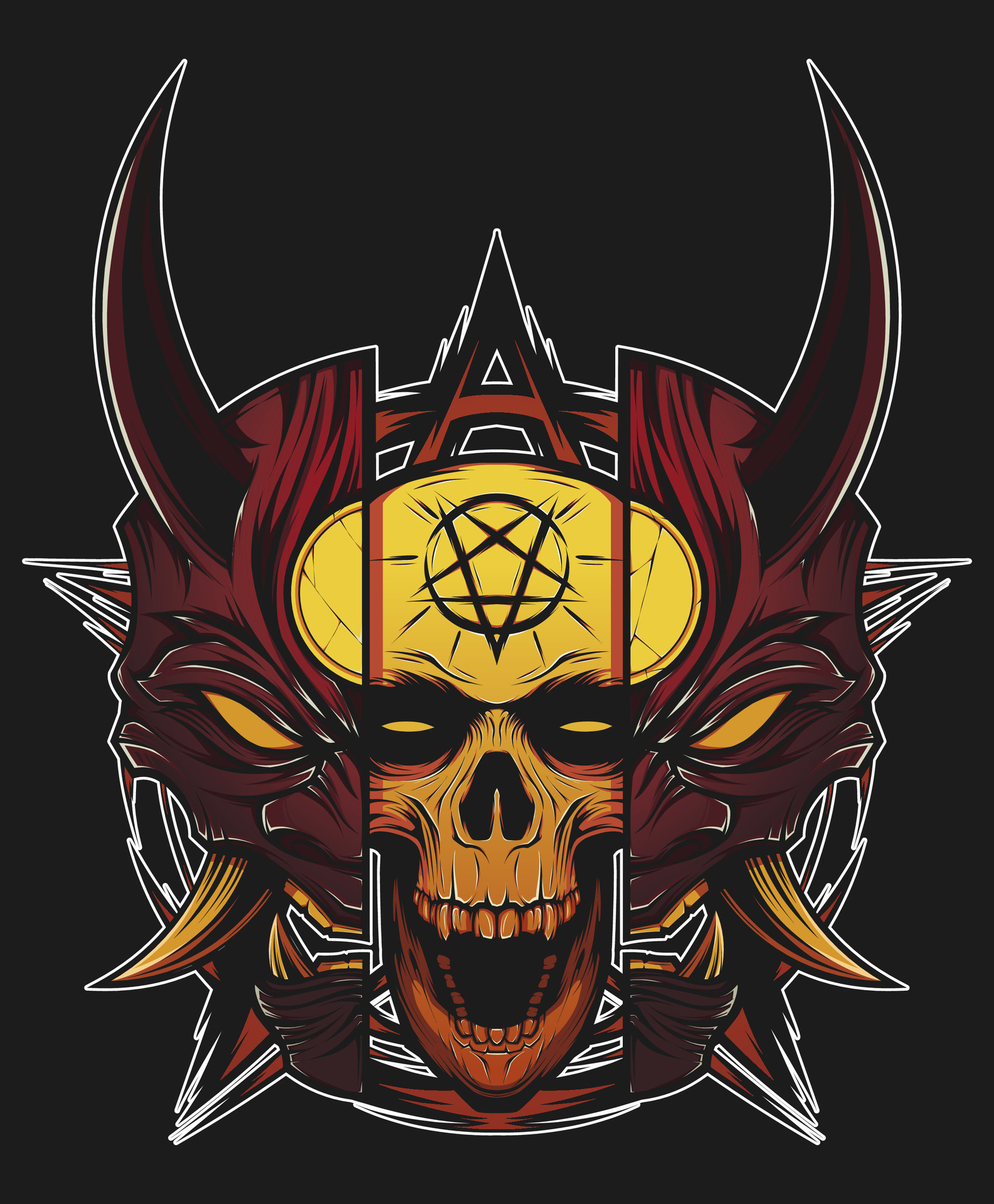 Japanese oni demon skull vector 25879767 Vector Art at Vecteezy