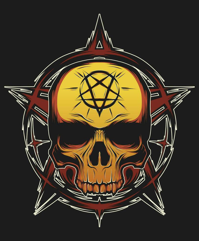Skull with star vector illustration