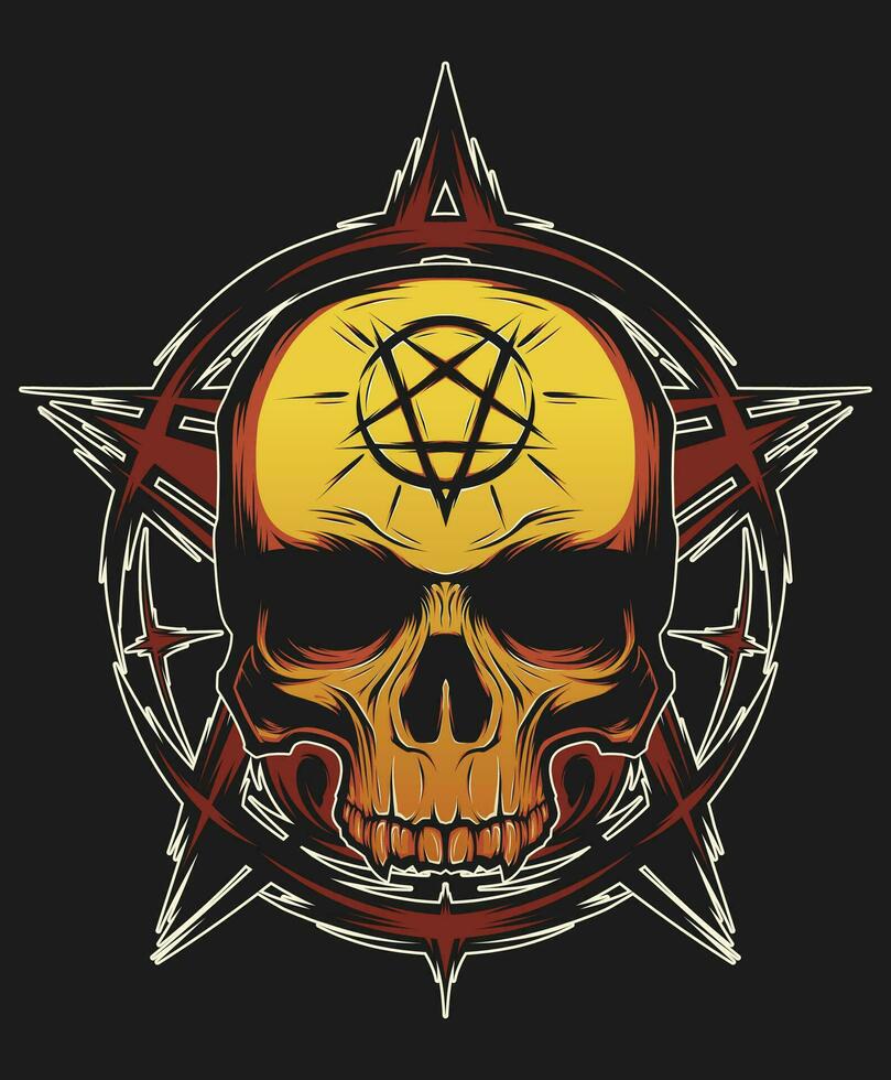 Skull with star vector illustration