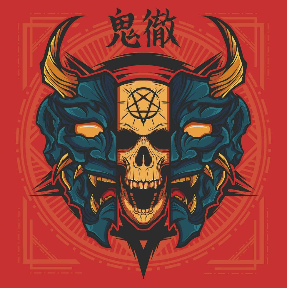 hannya máscara cráneo vector ilustración