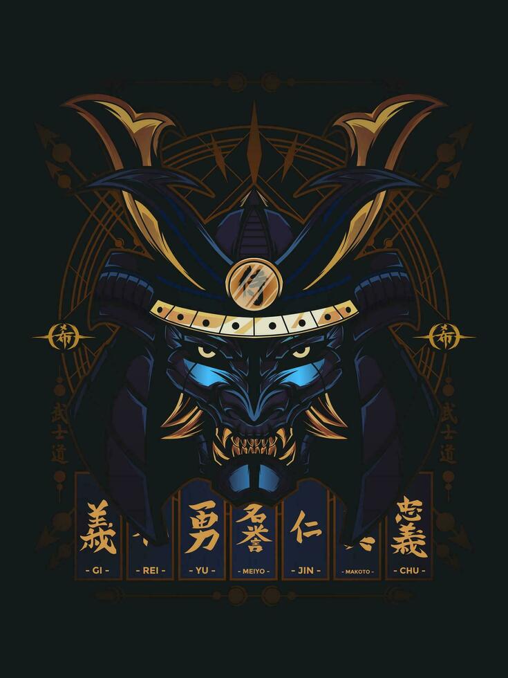 japonés samurai cabeza vector ilustración