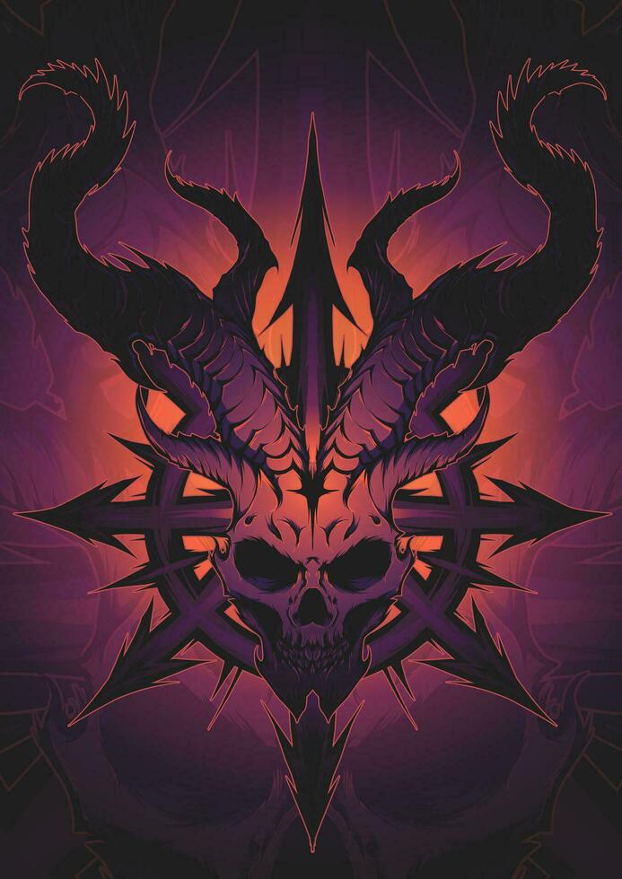 Skull With Horn Vector Illustration