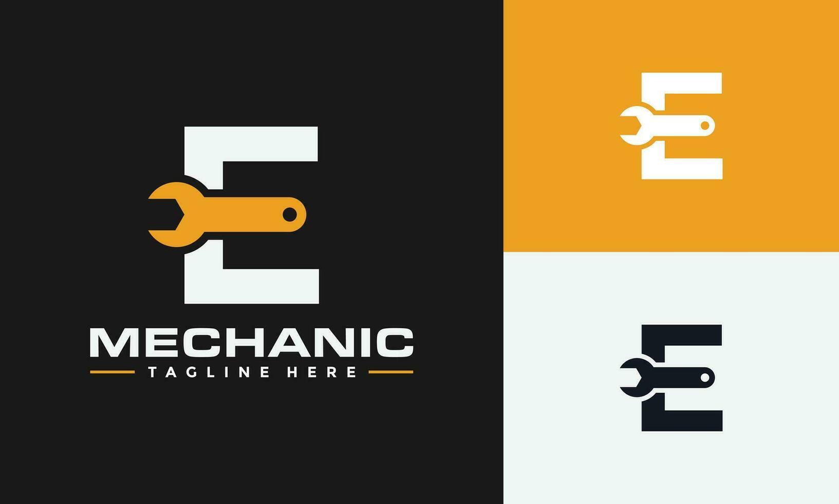 letter E wrench logo vector