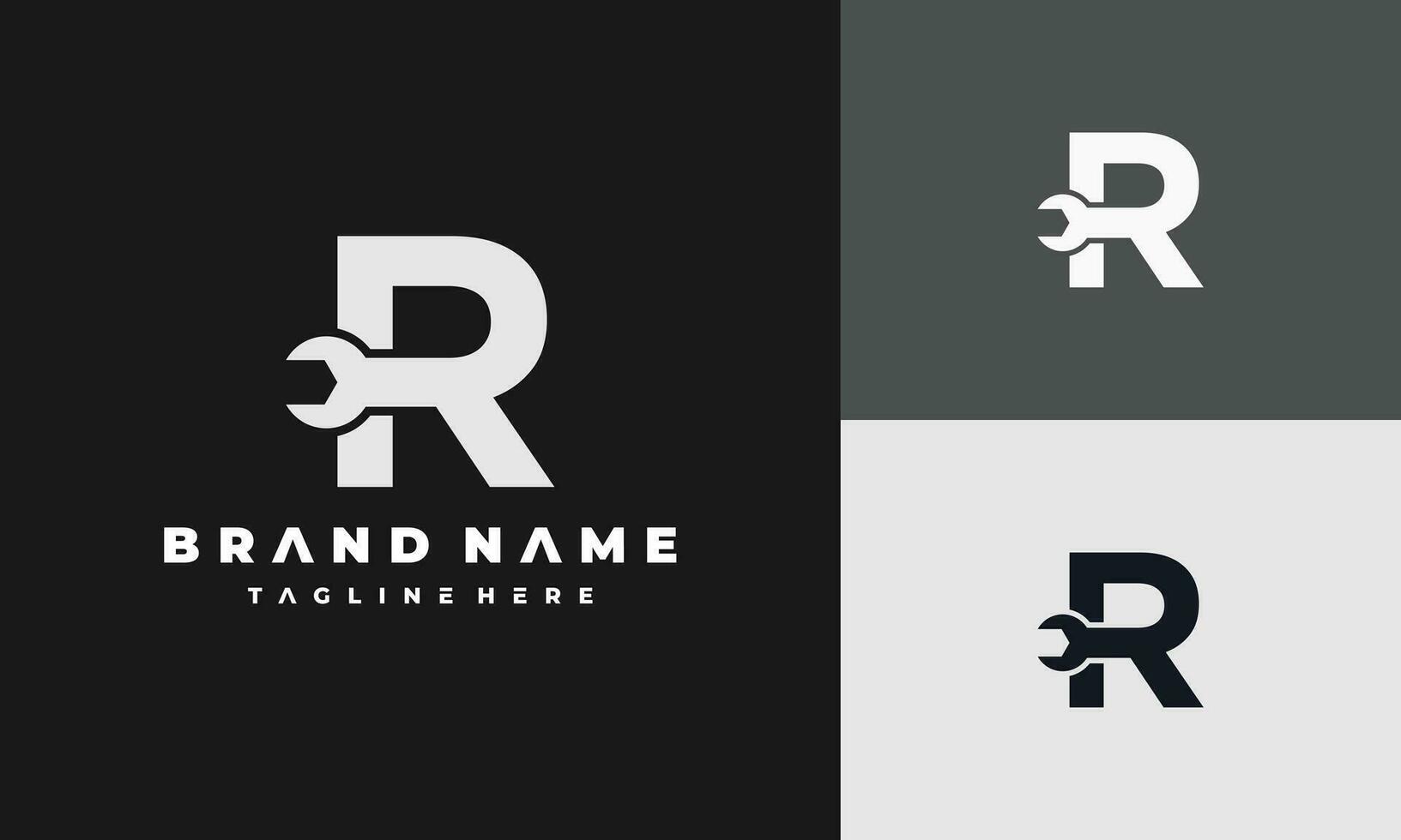 letter R wrench logo vector