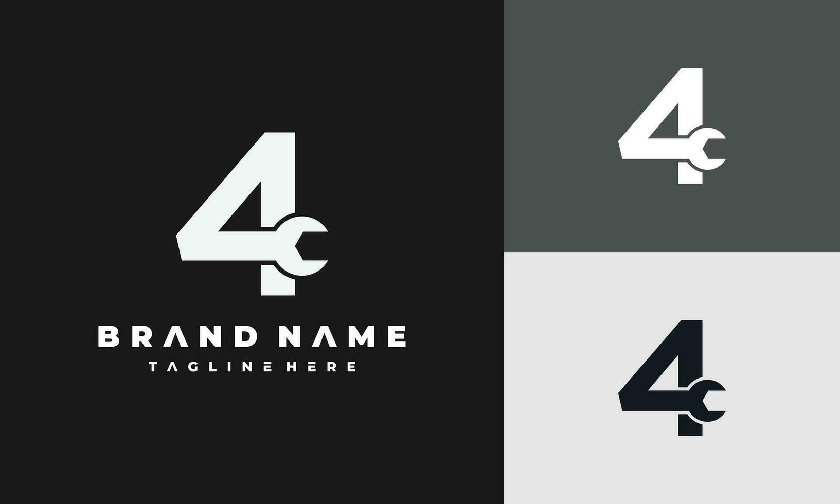 number 4 wrench logo vector