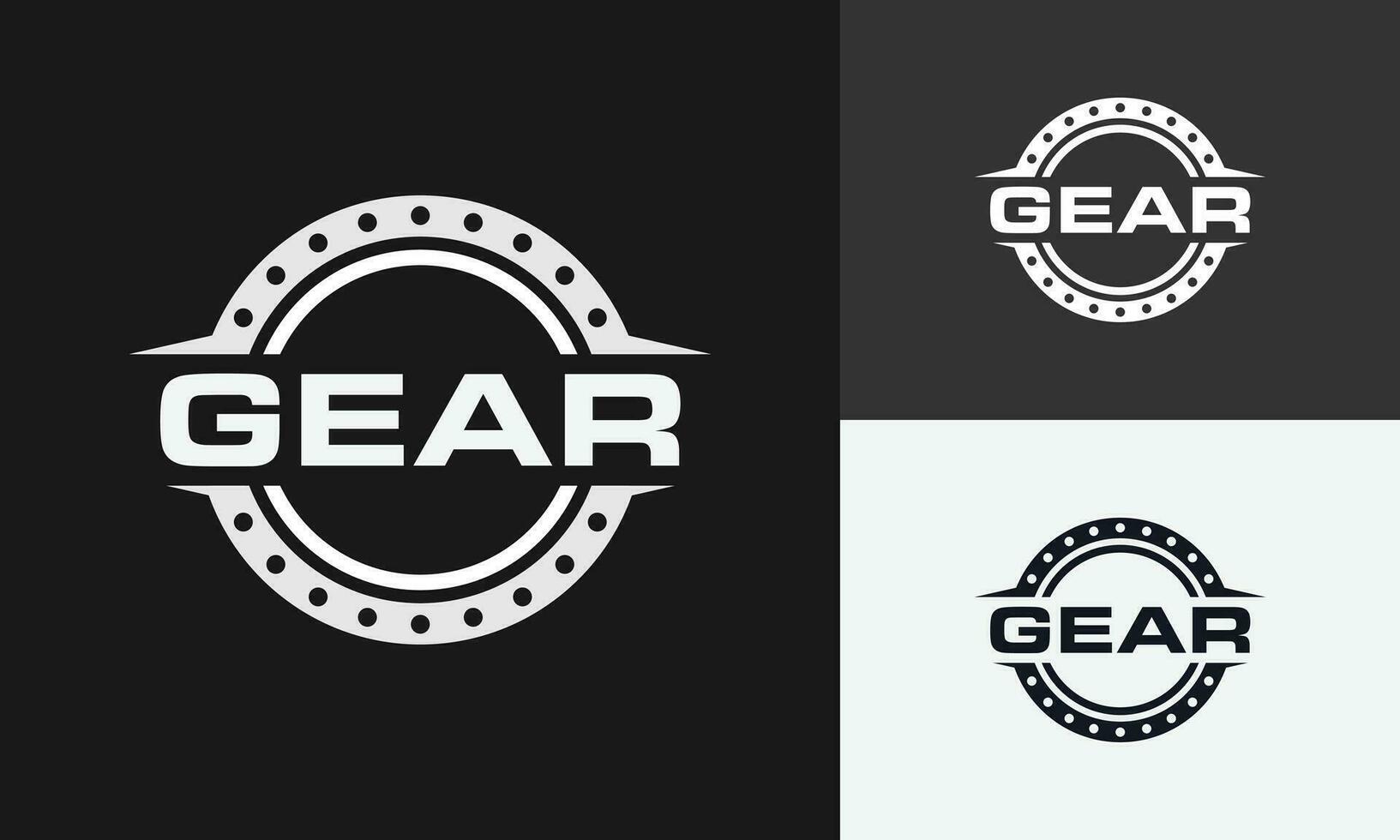 simple gear emblem logo vector