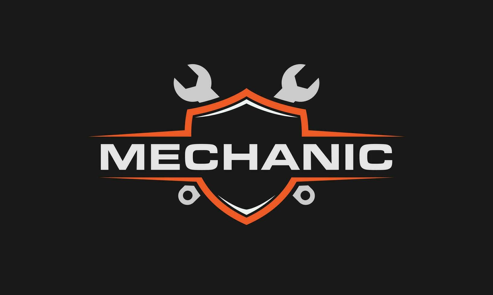 simple shield wrench emblem logo vector