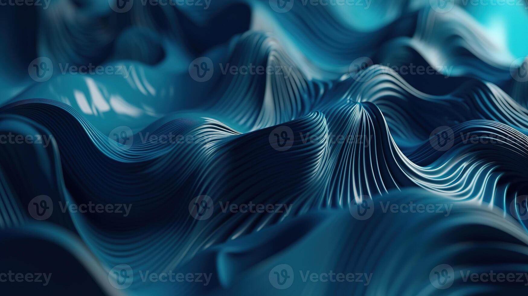 A Blue Wavy Shiny Abstract Background. Generative AI photo