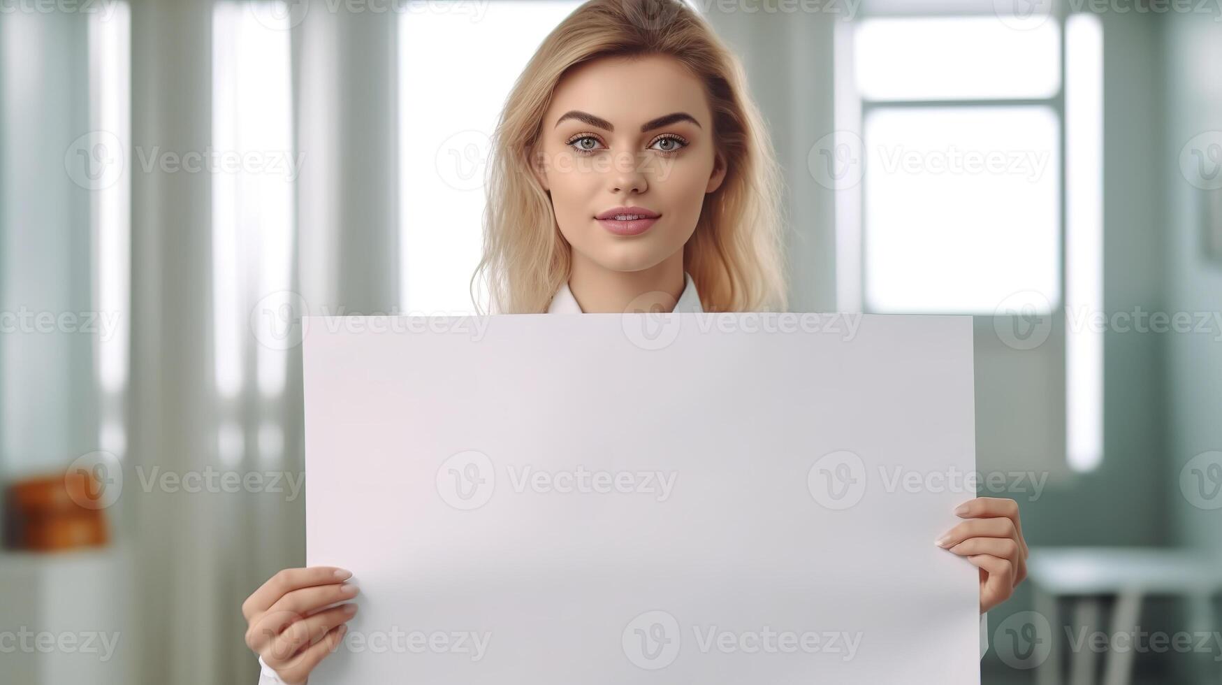 Female Doctor with Informative Poster. photo