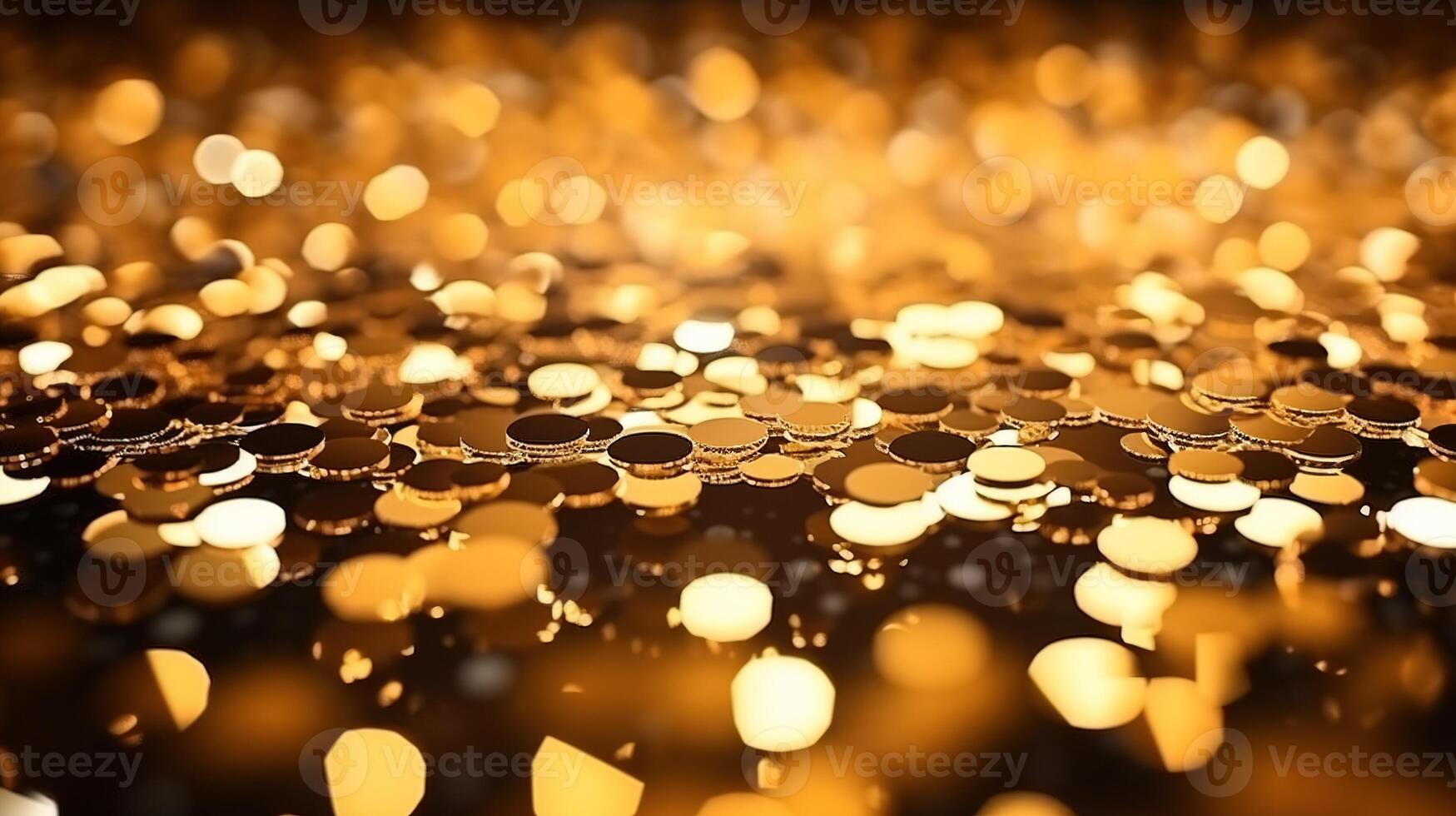 Sparkling Luxury, Gold Glitter, Bokeh Sparkles, and Particles. Generative AI photo